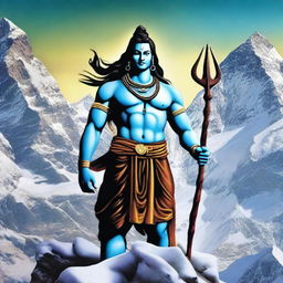 A movie poster featuring Lord Shiva in the Himalayas