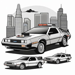 Create an image featuring famous cars from movies and television shows