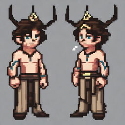 Create an image of a 16-bit pixel art character who is a pagan guy with visible tattoos