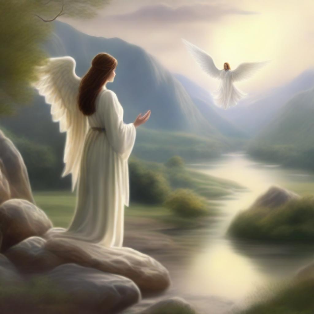 A serene and peaceful scene illustrating Psalm 91 from the Bible