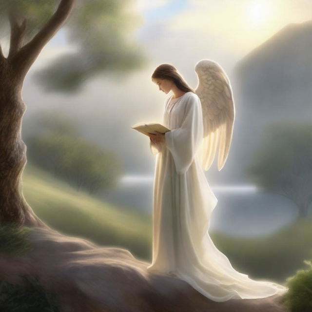 A serene and peaceful scene illustrating Psalm 91 from the Bible