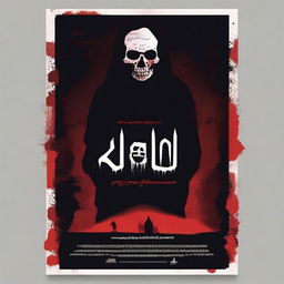 Design a dark and eerie movie poster for a horror film titled 'رسالة وفاة' (Death Message)