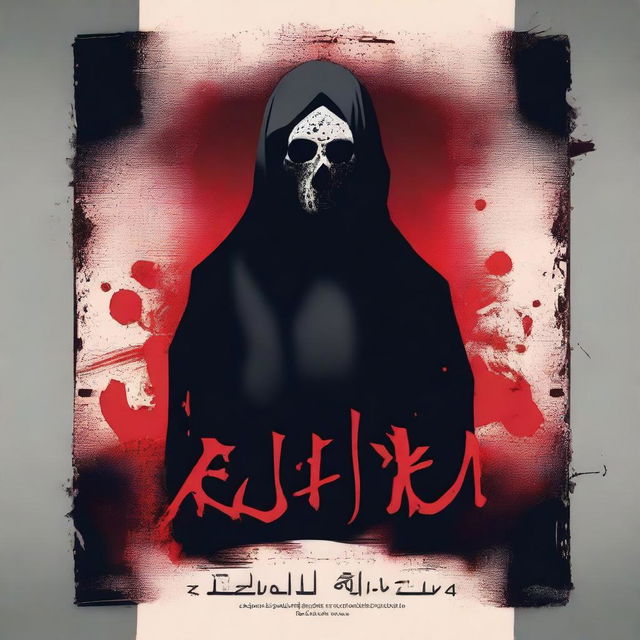 Design a dark and eerie movie poster for a horror film titled 'رسالة وفاة' (Death Message)