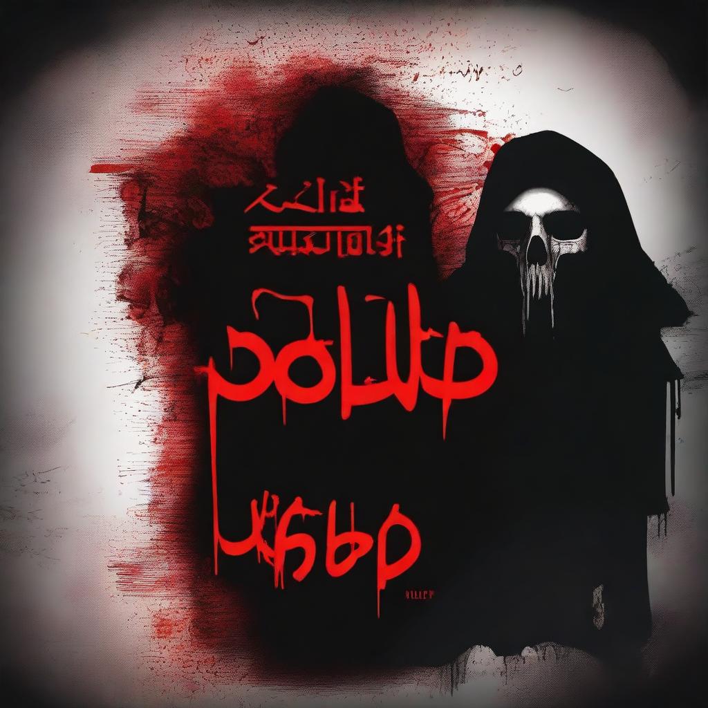 Design a dark and eerie movie poster for a horror film titled 'رسالة وفاة' (Death Message)