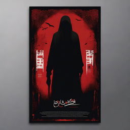 Design a dark and eerie movie poster for a horror film titled 'رسالة وفاة' (Death Message)