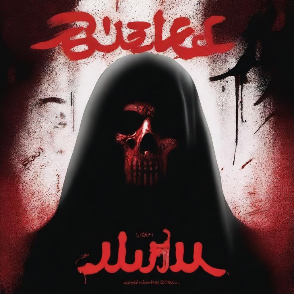 Create a dark and eerie movie poster for a horror film titled 'رسالة وفاة' (Death Message)