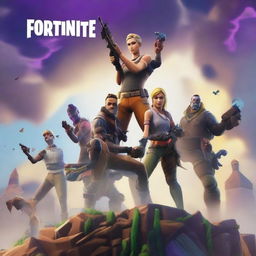 Create a Fortnite placement thumbnail featuring vibrant colors, dynamic action poses, and popular Fortnite characters in an exciting battle scene