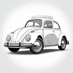 A highly detailed image of a Volkswagen Beetle (Fusca) with a VW logo below it