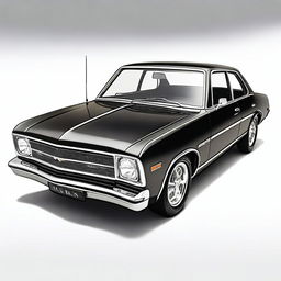 A detailed image of a black Chevrolet Opala with a white background