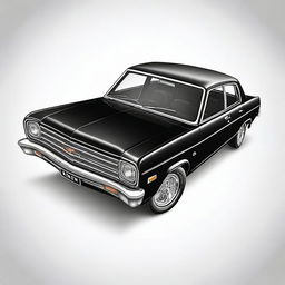 A detailed image of a black Chevrolet Opala with a white background