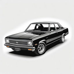 A detailed image of a black Chevrolet Opala with a white background