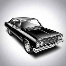 A detailed image of a black Chevrolet Opala with a white background