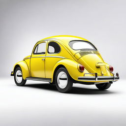 A detailed image of a yellow Volkswagen Beetle (Fusca) with a white background