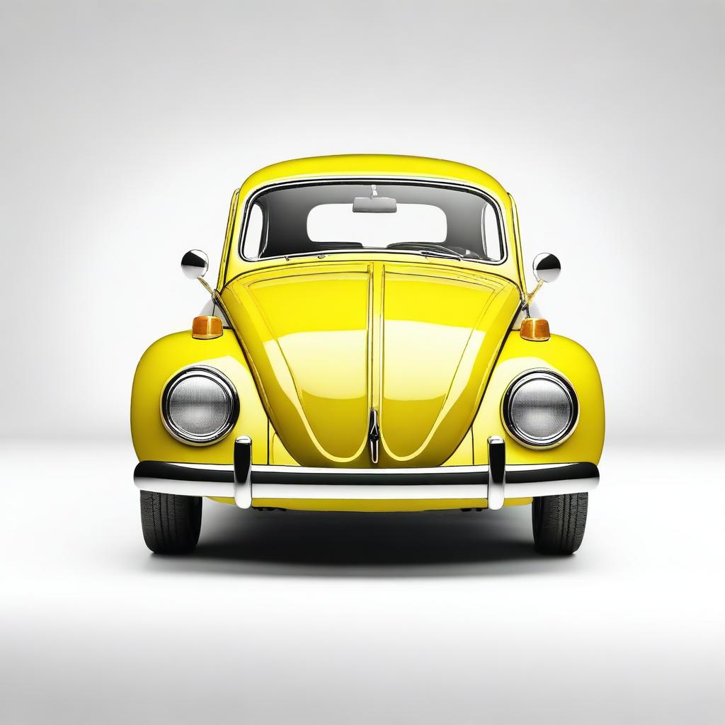 A detailed image of a yellow Volkswagen Beetle (Fusca) with a white background