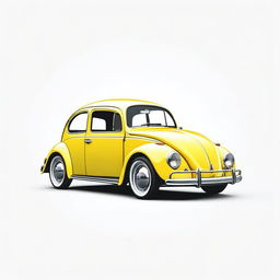 A highly detailed image of a yellow Volkswagen Beetle (Fusca) with a white background