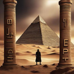 Create an adventure dystopian Egypt-themed movie poster with a dramatic and thrilling atmosphere