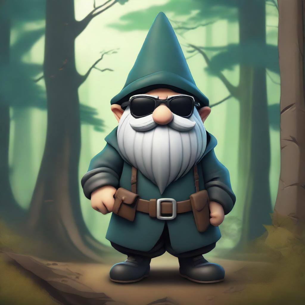 A gnome rogue wearing sunglasses, looking like a boss