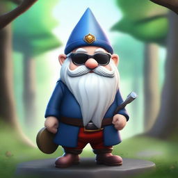 A no-nonsense fantasy gnome wearing sunglasses, exuding the aura of a head boss