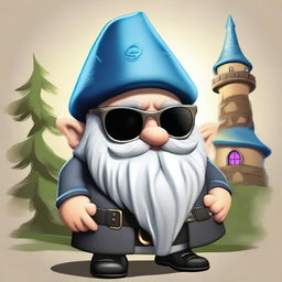 A no-nonsense fantasy gnome wearing sunglasses, exuding the aura of a head boss