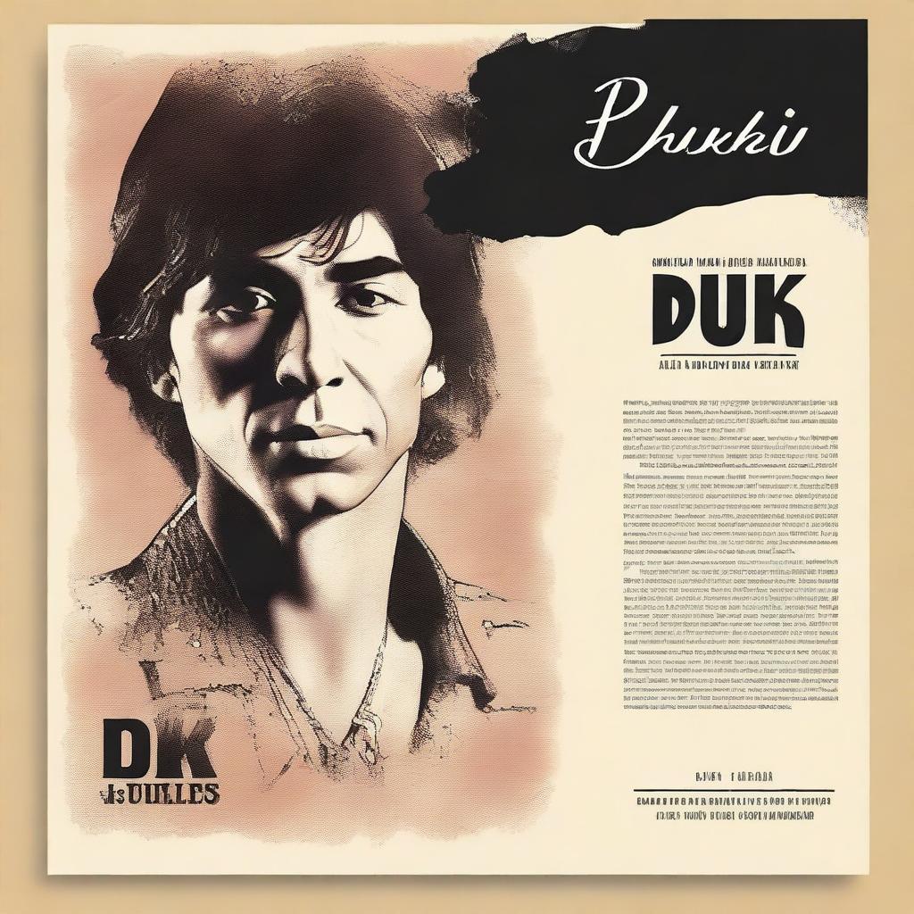 Create a poster featuring an image of Duki, the famous Argentine singer, with a title that says 'Duki: His journey in life'