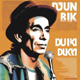 Create a poster featuring an image of Duki, the famous Argentine singer, with a title that says 'Duki: His journey in life'