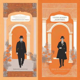 Create a book cover set in 1920s Galicia, featuring a traditional Galician manor (pazo) with an orange background