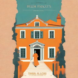 Create a book cover set in 1920s Galicia, featuring a traditional Galician manor (pazo) with an orange background