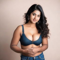 A beautiful young Indian girl with a curvy, attractive body and an innocent cute face