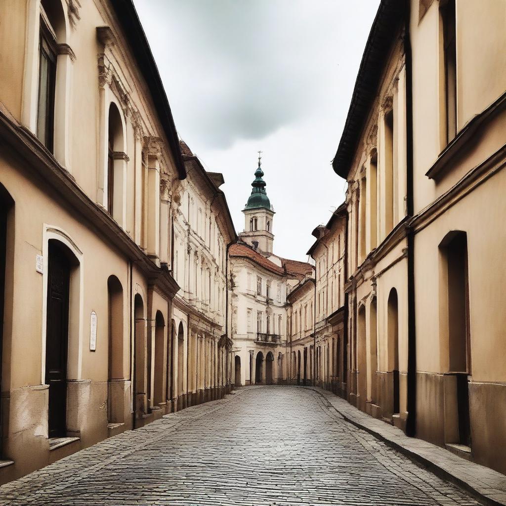 A poignant scene of the winding streets of Cluj, evoking a sense of sweet sorrow