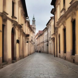 A poignant scene of the winding streets of Cluj, evoking a sense of sweet sorrow