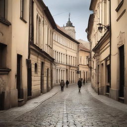 A poignant scene of the winding streets of Cluj, evoking a sense of sweet sorrow