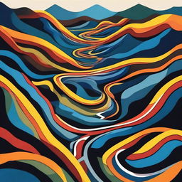 An abstract depiction of winding paths ascending the Carpathian Mountains