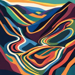 An abstract depiction of winding paths ascending the Carpathian Mountains