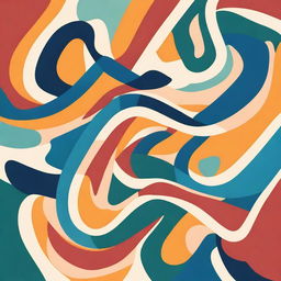 An abstract illustration with a plain background featuring winding, intersecting paths in various shapes and colors.