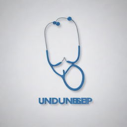 Create a logo featuring a stethoscope, with its wire forming the words 'Med Unesp'. The logo should be sophisticated and clean, with a professional touch.