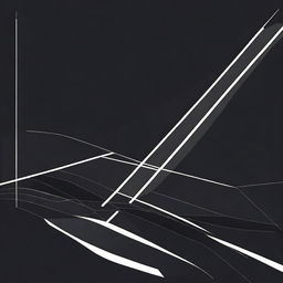 An abstract illustration featuring a plain dark background with straight paths cutting through it