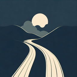 A vintage-style illustration with straight paths on a plain dark background, featuring clean lines and an abstract, minimalist design