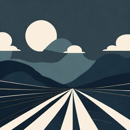 A vintage-style illustration with straight paths on a plain dark background, featuring clean lines and an abstract, minimalist design