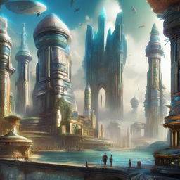 Create a stunning image of a sci-fi mythological world set in the year 2858 A
