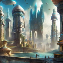 Create a stunning image of a sci-fi mythological world set in the year 2858 A