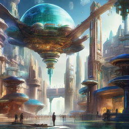 Create a stunning image of a sci-fi mythological world set in the year 2858 A