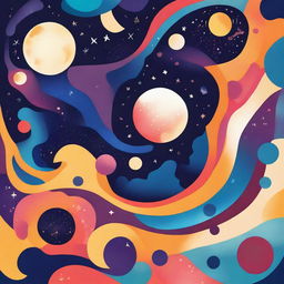 A funky and abstract illustration of the moon