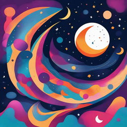 A funky and abstract illustration of the moon