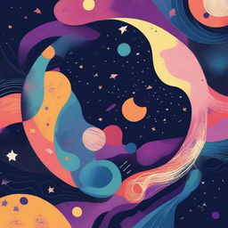 A funky and abstract illustration of the moon