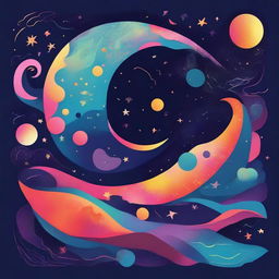 A funky and abstract illustration of the moon