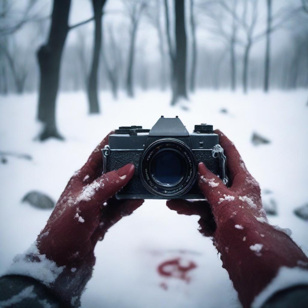 A person whose only visible parts are their hands holding a camera