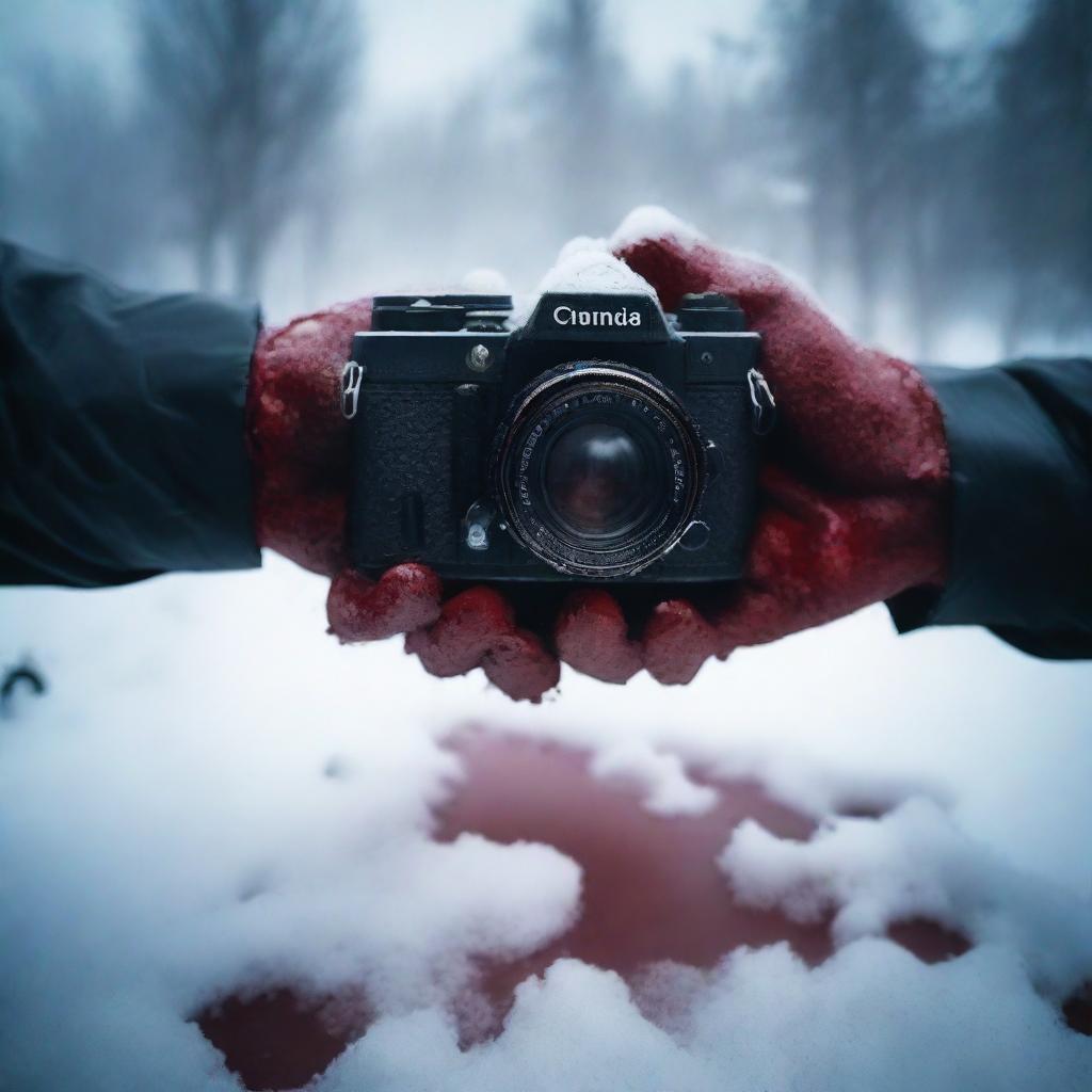 A person whose only visible parts are their hands holding a camera