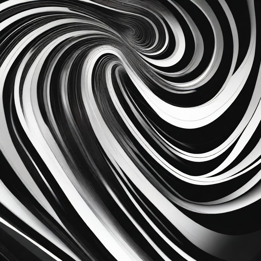 An abstract illustration with a black swirl background and straight lines running up and down, creating a dynamic and visually captivating piece