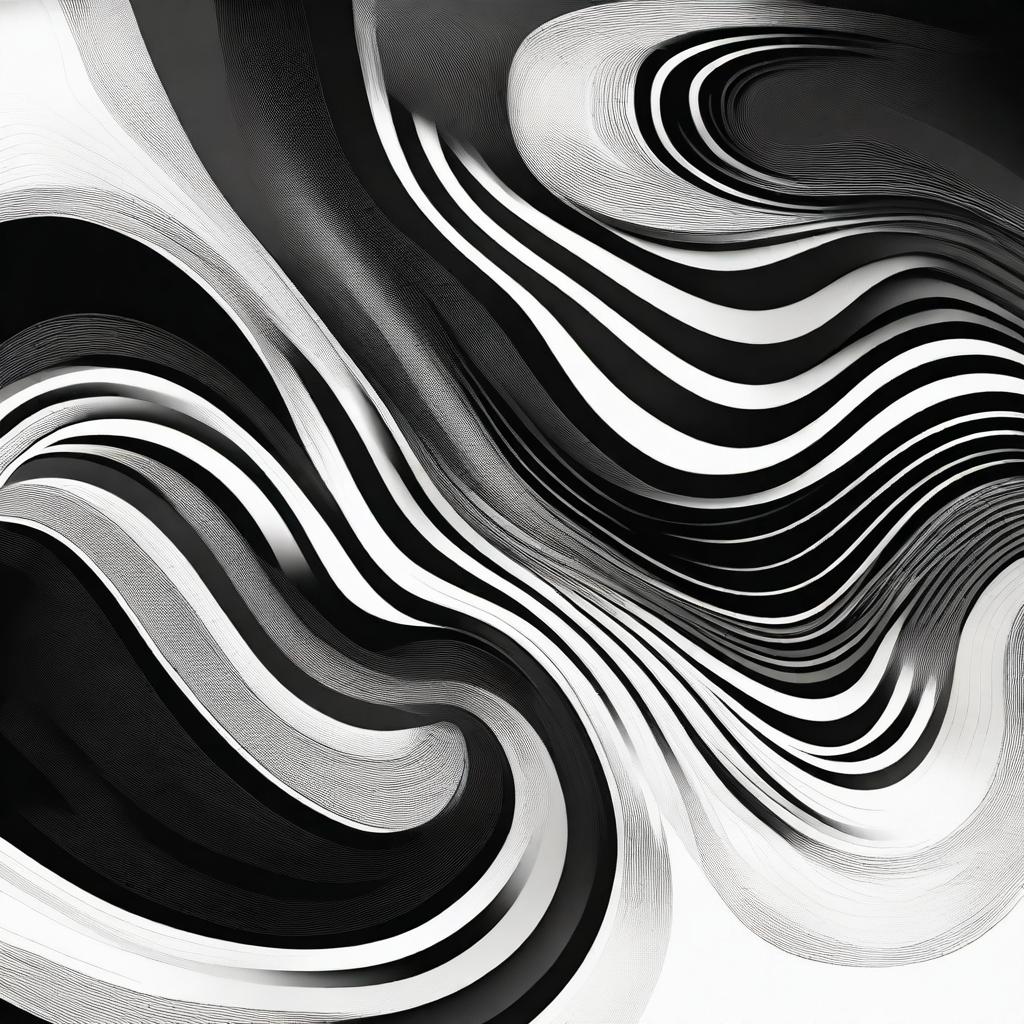 An abstract illustration with a black swirl background and straight lines running up and down, creating a dynamic and visually captivating piece