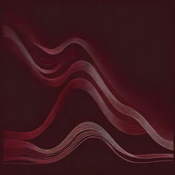 A vintage-style illustration with three lines moving up and down on a dark maroon background, featuring varying thickness and textures in an abstract design